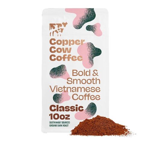 Copper Cow Premium Vietnamese Ground Coffee | Classic Black | Dark Roast | Universal Grind | 24 oz in Saudi Arabia