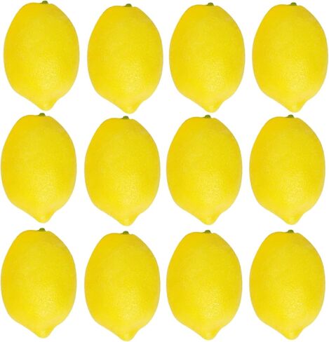 notakia 25 ليمون صناعي فواكه صناعية ليمون زائف نابض بالحياة محاكاة حفلة المطبخ طاولة المطبخ ديكورات الصيف مزهرية حشو دعائم التصوير الفوتوغرافي (25 قطعة ليمون أصفر) in Kuwait