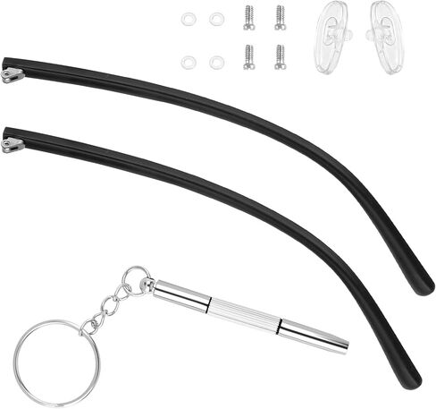 1 Pair Glasses Arm Replacement Kit, Universal Eyeglasses Repair Kit,Black Glasses Legs Replacement Eyeglass Arm Replacement Accessories with Screwdrivers, Screws, Washers, Nose Pads in Saudi Arabia