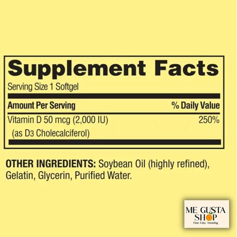 Spring Valley Vitamin D3 Supplement Softgels, 50 Mcg (2,000 IU), 400 Count + Me Gusta Sticker in Saudi Arabia