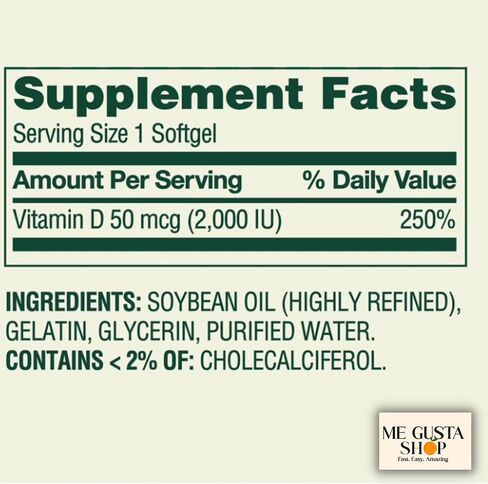 Spring Valley Vitamin D3 Supplement Softgels, 50 Mcg (2,000 IU), 400 Count + Me Gusta Sticker in Saudi Arabia
