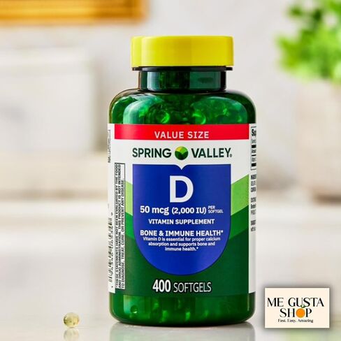 Spring Valley Vitamin D3 Supplement Softgels, 50 Mcg (2,000 IU), 400 Count + Me Gusta Sticker in Saudi Arabia
