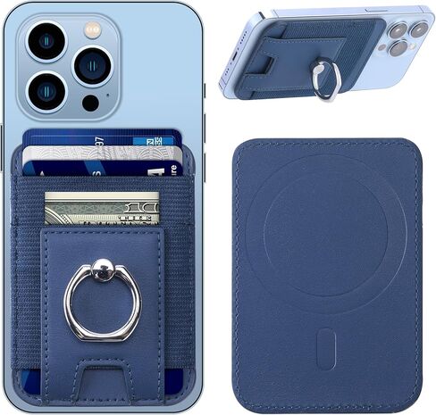 لمحفظة Magsafe مع حلقة إصبع آمنة ، أقوى حامل بطاقة محفظة من الجلد المغناطيسي لـ iPhone 15/14/13/12 ، محفظة الهاتف المغناطيسي ، FIT 6 بطاقات ، حظر RFID in Kuwait