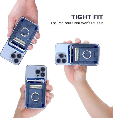 لمحفظة Magsafe مع حلقة إصبع آمنة ، أقوى حامل بطاقة محفظة من الجلد المغناطيسي لـ iPhone 15/14/13/12 ، محفظة الهاتف المغناطيسي ، FIT 6 بطاقات ، حظر RFID in Kuwait