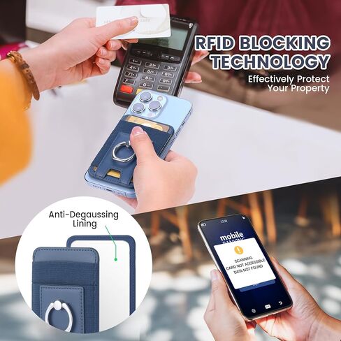 لمحفظة Magsafe مع حلقة إصبع آمنة ، أقوى حامل بطاقة محفظة من الجلد المغناطيسي لـ iPhone 15/14/13/12 ، محفظة الهاتف المغناطيسي ، FIT 6 بطاقات ، حظر RFID in Kuwait