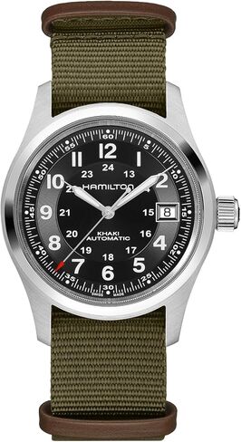 Hamilton Khaki Field Automatic x Call of Duty® Black Ops 7, Men's Watch, 38mm Stainless Steel Case, Swiss Made, Black Dial Analog Wrist Watch for Men, 100m Waterproof, Sapphire Crystal, 3-Hand Movement, NATO Strap in Saudi Arabia