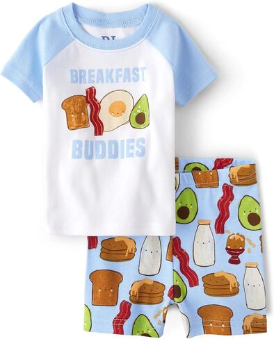 The Children's Place Baby Boy's and Toddler Sleeve Top and Shorts Snug Fit 100% Cotton 2 Piece Pajama Set, Hello Summer Vibes in Saudi Arabia