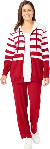 Woman Within Plus Size Striped Full Zip Jacket Set in Saudi Arabia