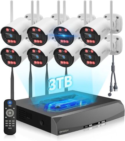 《130°Wide Angle & Two-Way Audio》Wireless Security Camera System Outdoor, WiFi Cameras for Home Security,Video Surveillance Systems in Kuwait