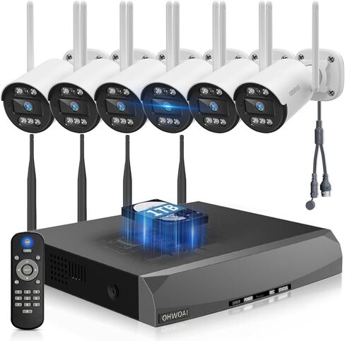 《130°Wide Angle & Two-Way Audio》Wireless Security Camera System Outdoor, WiFi Cameras for Home Security,Video Surveillance Systems in Kuwait