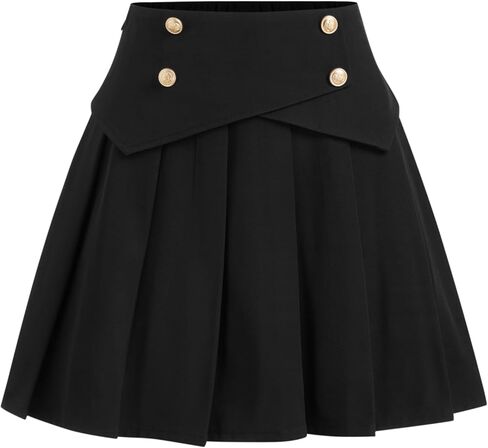 CIDER مطوي التنانير القصيرة المرأة تنورة منتصف الخصر زر ألف خط متزلج مطوي التنانير القصيرة تنورة الموضة in Kuwait