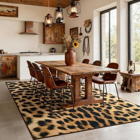 AROGAN Premium Leopard Rug for Bedroom 4×6 Feet, Machine Washable Cheetah Rug Animal Print Hide Area Rug, Large Non-Slip Faux Fur Leopard Skin Rugs Carpet for Office Living Room Dinner Room Home Decor in Saudi Arabia