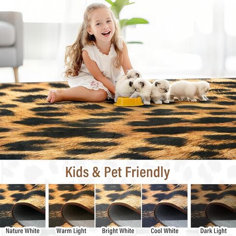 AROGAN Premium Leopard Rug for Bedroom 4×6 Feet, Machine Washable Cheetah Rug Animal Print Hide Area Rug, Large Non-Slip Faux Fur Leopard Skin Rugs Carpet for Office Living Room Dinner Room Home Decor in Saudi Arabia