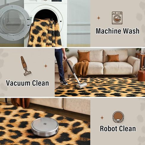 AROGAN Premium Leopard Rug for Bedroom 4×6 Feet, Machine Washable Cheetah Rug Animal Print Hide Area Rug, Large Non-Slip Faux Fur Leopard Skin Rugs Carpet for Office Living Room Dinner Room Home Decor in Saudi Arabia
