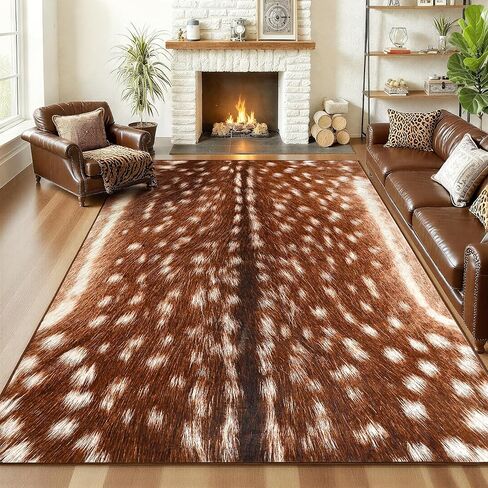AROGAN Premium Leopard Rug for Bedroom 4×6 Feet, Machine Washable Cheetah Rug Animal Print Hide Area Rug, Large Non-Slip Faux Fur Leopard Skin Rugs Carpet for Office Living Room Dinner Room Home Decor in Saudi Arabia