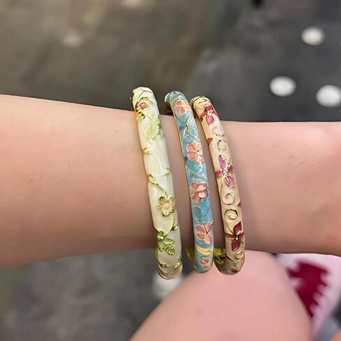 Vintage Flower Bangle for Women Chinoiserie Cloisonne Bracelet for Women Trendy Women's Bangle Bracelets Cloisonne Jewelry Gifts in Saudi Arabia