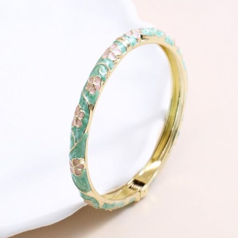 Vintage Flower Bangle for Women Chinoiserie Cloisonne Bracelet for Women Trendy Women's Bangle Bracelets Cloisonne Jewelry Gifts in Saudi Arabia