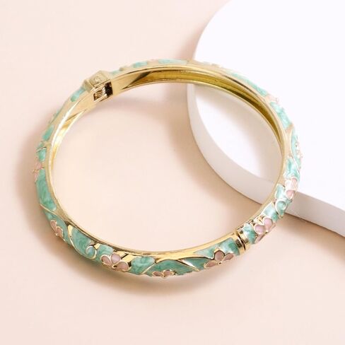 Vintage Flower Bangle for Women Chinoiserie Cloisonne Bracelet for Women Trendy Women's Bangle Bracelets Cloisonne Jewelry Gifts in Saudi Arabia