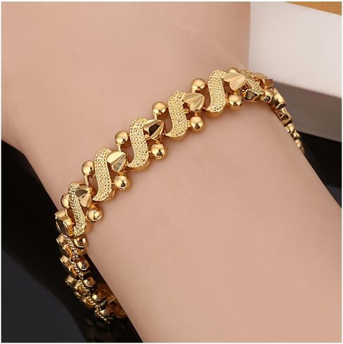 Heart Charm Bracelet for Women Trendy Gold Plated Chain Bangles Bracelets Fashion Accessories Jewelry Gifts in Saudi Arabia