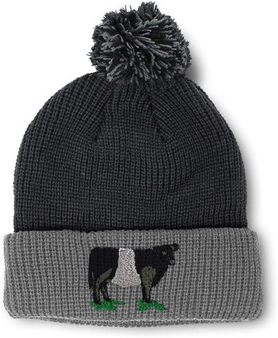 Speedy Pros Pom Pom Beanies for Women Belted Galloway Embroidery Skull Cap Winter Hats for Men Acrylic 1 Size in Saudi Arabia