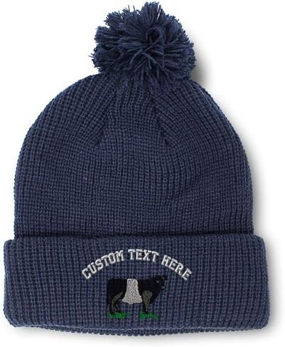 Speedy Pros Pom Pom Beanies for Women Belted Galloway Embroidery Skull Cap Winter Hats for Men Acrylic 1 Size in Saudi Arabia