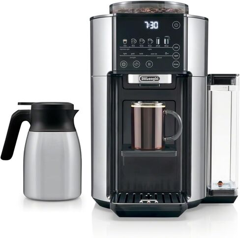 De'Longhi True Brew Drip Coffee Maker, Built in Grinder, Single Serve, 8 oz to 24 oz, Hot or Iced Coffee, Stainless, CAM51025MB in Saudi Arabia