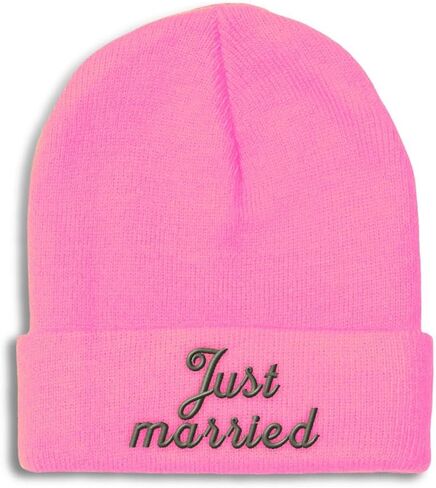 Speedy Pros Beanies for Men Just Married Newlywed Embroidery Skull Cap Winter Hats for Women Acrylic One Size in Saudi Arabia