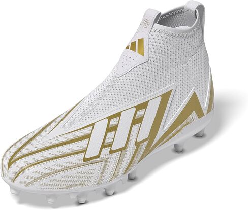 حذاء كرة قدم Adidas Freak Spark 23 متوسط ​​الطول، أبيض/أبيض/ذهبي معدني، 2 US للجنسين للأطفال الصغار in Kuwait