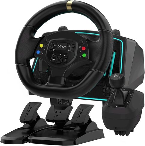 NBCP Gaming Racing Wheel with Pedal, Wireless Steering Wheel for Multi-Platform Game: Nintendo Switch, PC, PS4/PS3, iOS, Android Race Games in Kuwait