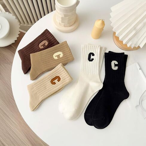 Womens Casual Crew Socks Thin Breathable Athletic Letter Soft Above Ankle Socks in Saudi Arabia