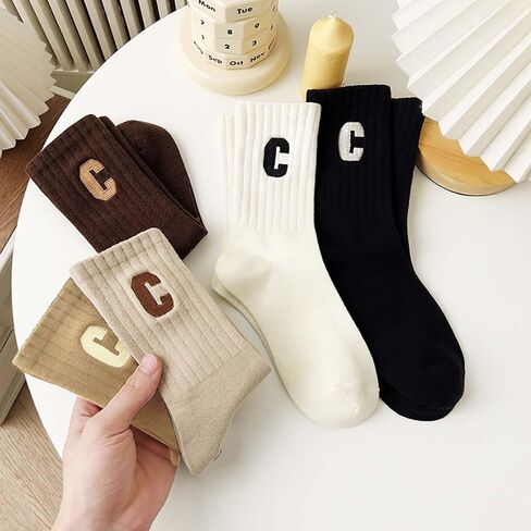 Womens Casual Crew Socks Thin Breathable Athletic Letter Soft Above Ankle Socks in Saudi Arabia