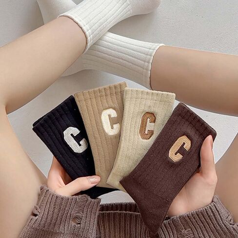 Womens Casual Crew Socks Thin Breathable Athletic Letter Soft Above Ankle Socks in Saudi Arabia