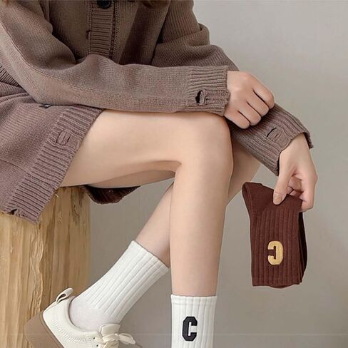 Womens Casual Crew Socks Thin Breathable Athletic Letter Soft Above Ankle Socks in Saudi Arabia