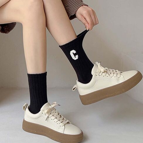 Womens Casual Crew Socks Thin Breathable Athletic Letter Soft Above Ankle Socks in Saudi Arabia