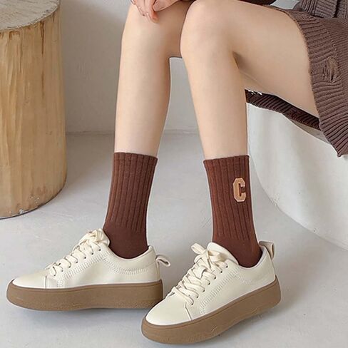 Womens Casual Crew Socks Thin Breathable Athletic Letter Soft Above Ankle Socks in Saudi Arabia