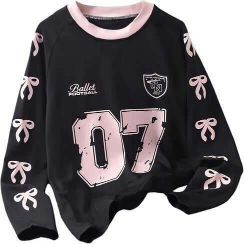 SOLY HUX Girl's Cute Shirts Y2k Jersey Tops Long Sleeve Crew Neck T-Shirt Teen Girl Clothes in Saudi Arabia