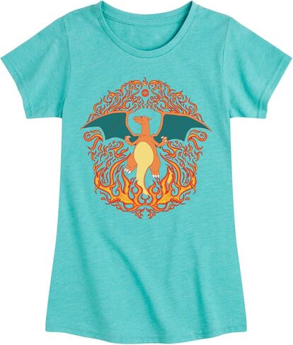 Pokémon - Charizard Fire Ornamental - Girls Fitted Short Sleeve T-Shirt in Saudi Arabia