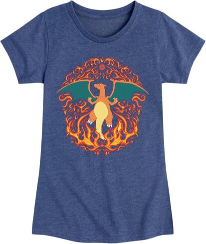 Pokémon - Charizard Fire Ornamental - Girls Fitted Short Sleeve T-Shirt in Saudi Arabia