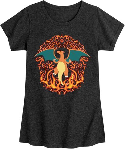 Pokémon - Charizard Fire Ornamental - Girls Fitted Short Sleeve T-Shirt in Saudi Arabia