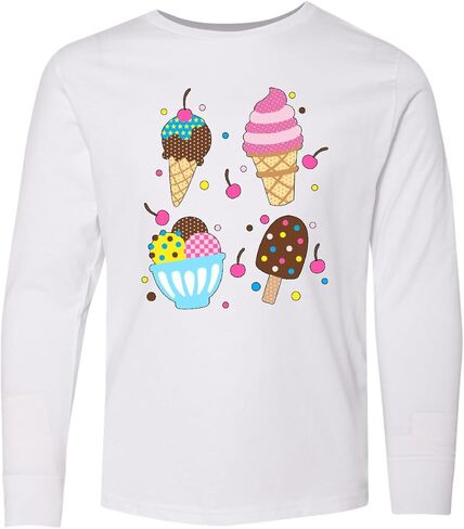 inktastic Ice Cream with Patterns Youth Long Sleeve T-Shirt in Saudi Arabia