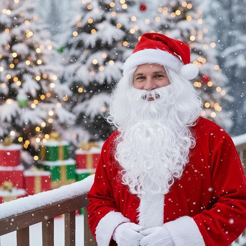 baotongle 3pcs Santa Hat Beard Wig Set for Adults Santa Claus Costume Accessories Soft Elastic Strap Beard Classic Red Hat Fluffy White Wig Perfect for Christmas Parties Holiday in Saudi Arabia