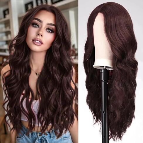 Long Purple Wig with Bangs Synthetic Lilac Lavender Wig Cosplay Party Colored Wigs Costume Purple Wigs for Women Halloween Party Use in Saudi Arabia
