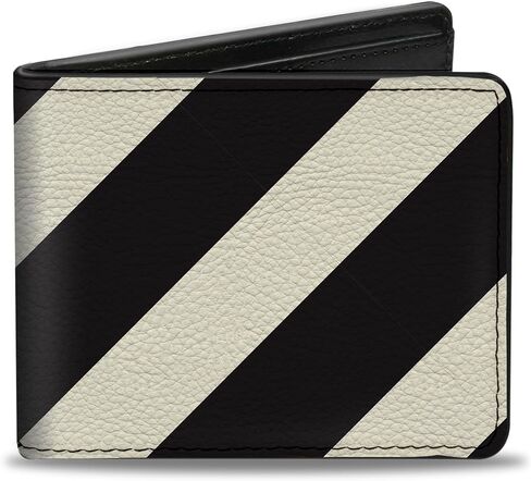 Buckle-Down Men's Wallet, Bifold, Diagonal Stripes White Black, Vegan Leather, 4.0" x 3.5" in Saudi Arabia
