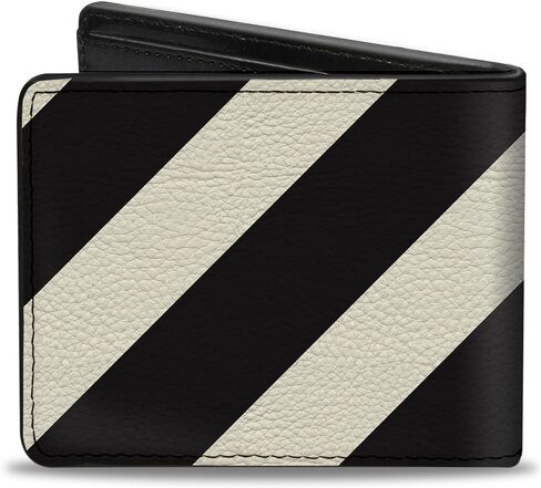 Buckle-Down Men's Wallet, Bifold, Diagonal Stripes White Black, Vegan Leather, 4.0" x 3.5" in Saudi Arabia