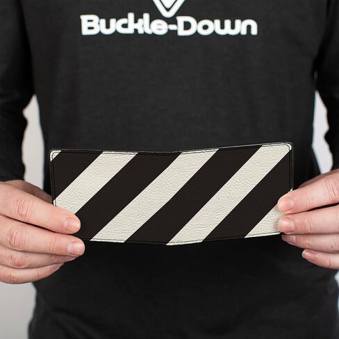 Buckle-Down Men's Wallet, Bifold, Diagonal Stripes White Black, Vegan Leather, 4.0" x 3.5" in Saudi Arabia