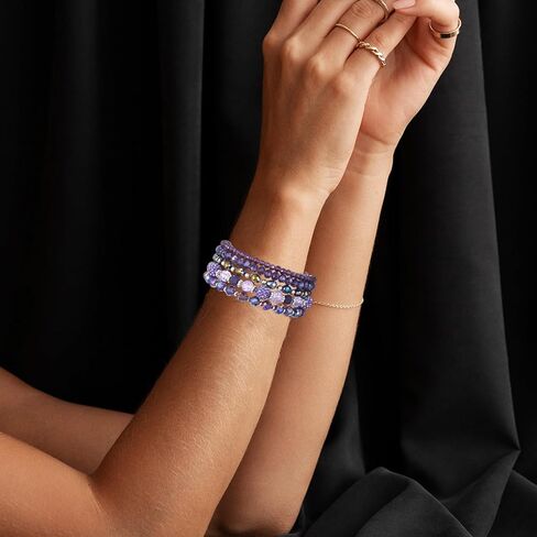 5 PCS Bohemian Beaded Bracelets for Women, Stackable Purple Bracelets for Women, Multilayered Purple Crystal Bracelets Boho Stretch Bracelet Costume Jewelry for Women in Saudi Arabia