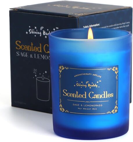 Sage & Lemongrass Scented Soy Candles for Home Spa Aromatherapy Candles with Natural Essential Oils | Long-Lasting Outdoor/Indoor Use, Calm Relaxation Gifts– 6OZ in Saudi Arabia