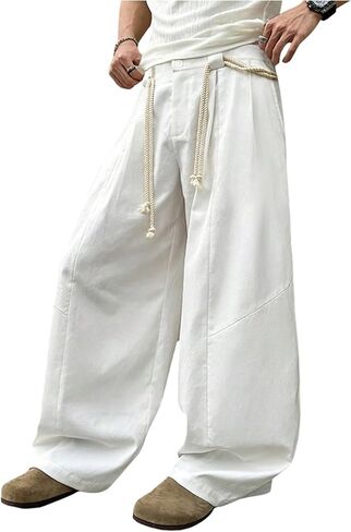 Men's Baggy Pants Wide Leg Pleated Dress Pants Slacks Casual Chino Trousers with Pockets in Saudi Arabia