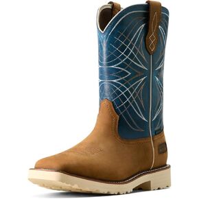 حذاء عمل Ariat الرجالي المقاوم للماء، بني داكن/أزرق داكن، عرض 11.5 سم in Saudi Arabia