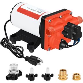 DC 12V RV Water Pump 3.5GPM 45PSI, 12 Volt On Demand Water Pressure Pump with Pressure Switch Quiet Self-priming Portable Diaphragm Pump for RV Camper Marine Garden Yacht Boats irrigation Rain Barrel in Saudi Arabia